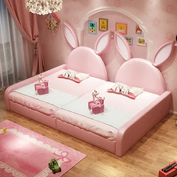 Детски мебели за момичета, легло за принцеса, татами, сестри, близнаци, легло за родители и деца, комбинирана легло срастване плюс широколентова огради l