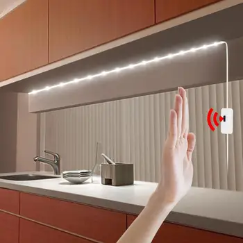 Светодиодна лента за кухня 5, Usb, led светлини за движение, размахивание ръце, сензор за включване, изключване, Диодни лампи, Водоустойчив Топло бяло