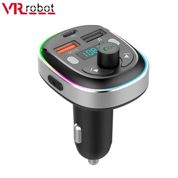 VR Робот, FM предавател, Bluetooth 5.3 Автомобилен MP3-стереоплеер Безжично хендсфри Поддръжка за Възпроизвеждане на U-диск PD Type-c Бързо Зареждане