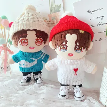 облекло плюшени кукли 20 см, вязаная шапка, пуловер с домашен любимец кита, панталони, аксесоари за корейски кукли Kpop EXO Idol, подарък за феновете на дрехи