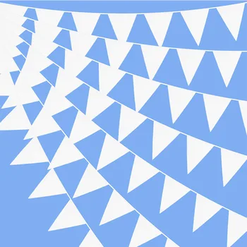 10 М/32 фуТа Бял Сватбен Вимпел Банер Украса Плат Триъгълни Флаг Овесени ядки Венец Знаменца за Парти по Случай рождения Ден на Дома На Открито