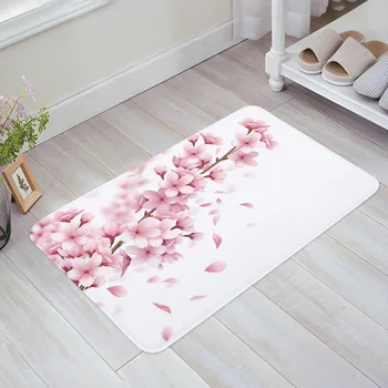 Розово цвете Череша, Бял домашен мат, Фланелевый Мек килим за хол, Кухненски подложки за тераси, подложка за спални