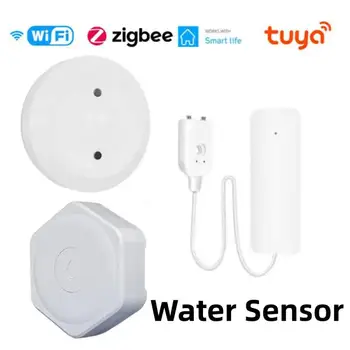 Sasha Zigbee WIFI Сензор за гмуркане, Детектор за течове на вода, наводнения Сензор, изтичане на Аларма в резервоар за вода, Мониторинг приложение Smart Life