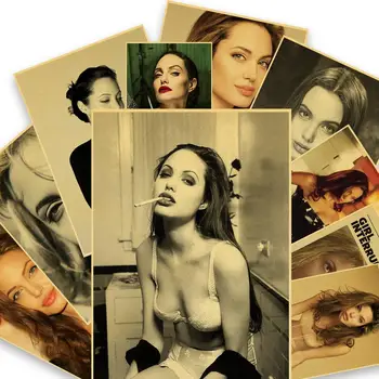 Анджелина Джоли Ретро Постер Щампи от Крафт-Хартия и Плакати на Началната Стая Бар Кафене Кино Декор Естетическо Изкуство Стенни Живопис