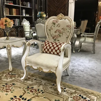 Диван-стол в европейски стил, стол за почивка в хола, стол тигър, маса за хранене от масивно дърво, която симулира на изображението, плат Princess