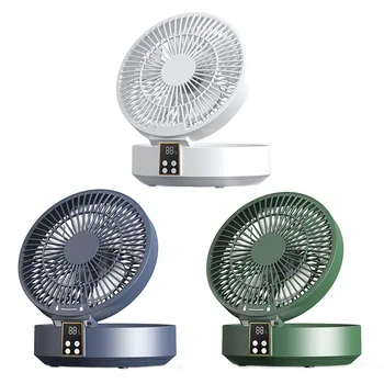 Безжична вентилатора за охлаждане на околния въздух с led осветление, сгъваеми електрически стенен вентилатор, настолен вентилатор