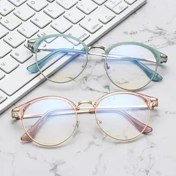 Старинните Метални Очила В Класически Кръгли Рамки на Компютърни Очила Офис Очила HD СЪС Защита От Радиация за Жени И Мъже, Модни Очила