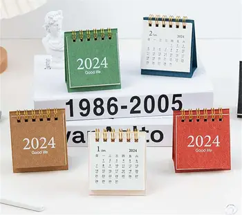 Мини-календар на 2024 година, украса на работния плот, планер, на хартиен календар за бележки