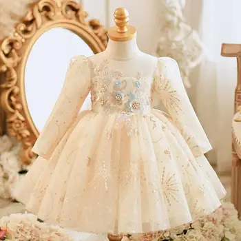 2024 Ново Детско бална рокля на принцеса за кръщение, детско сватбена рокля за парти по случай рожден Ден, Вечерни елегантни рокли за момичета A3394