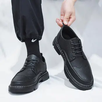 Кожени Мъжки обувки 2023, Нова мода пролет дишащи обувки за момчета, модни обувки, обувки за пролетно почивка