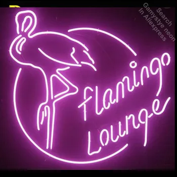 Flamingo Lounge Неонова реклама Неонова Лампа знак Реколта неонова реклама с Декор Стъклена Тръба Ръчно изработени Бирария кръчма светещ Знак