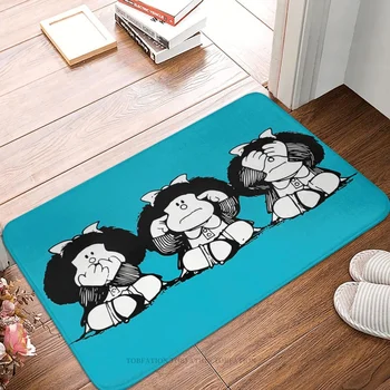 Аниме Mafalda Нескользящий килим за баня, с подложка за три спални, поздравителна напитка, мат, мат за декорация на пода.