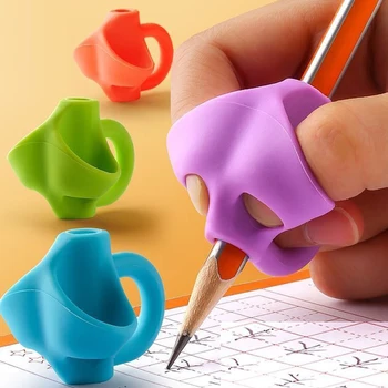 2 детски молив с три пръста, силикон държач за химикалки, Правилната стойка на ученика, Образователен инструмент за писане, на Правилното устройство