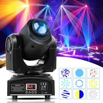Движеща се глава лампа 30 W RGBW LED Черен с лампа Gobo Beam Moving Head DJ Disco Party