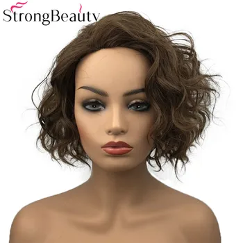 StrongBeauty, кратък вълнообразни перука, Термоустойчиви синтетични перуки, женска коса