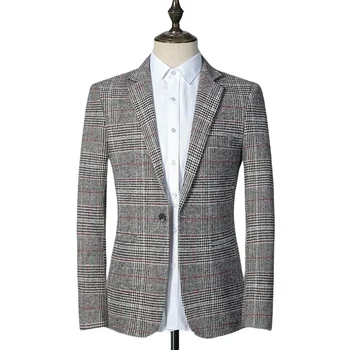 Висококачествено мъжко облекло за външната търговия на големия размер, модерен Бизнес джентълмен, удобен Trend кариран костюм, на Корейското ежедневното приталенное палто