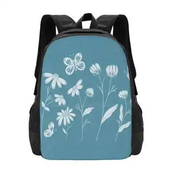 Раница с 3D Принтом Daisy Field, Студентски чанта, Цвете-Пеперуда Daisy Field