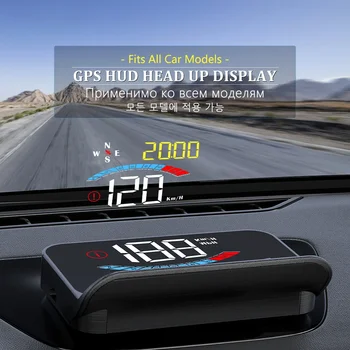 WYING M16 GPS HUD измерване на Скоростта върху предното стъкло на автомобила Интелигентен цифров компас време пробег Проектор автоматична сигнализация за превишаване на скоростта Централен дисплей