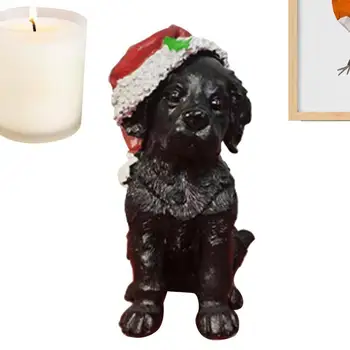 Коледни фигурки на кучета Трайни фигурки на коледни черни кучета от смола Гъвкава Статуетка на куче За домашен интериор за Еднократна употреба Коледна Черно куче