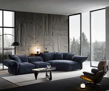 Диван листче, италиански минималистични диван-шезлонг от синельной тъкан под формата на изогнутого шезлонг