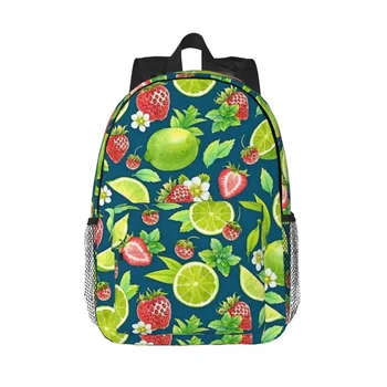Раници с ягоди и зелени лимони, тийнейджърката чанта за книги, модни детски училищни чанти, пътнически раница, чанта през рамо с Голям капацитет